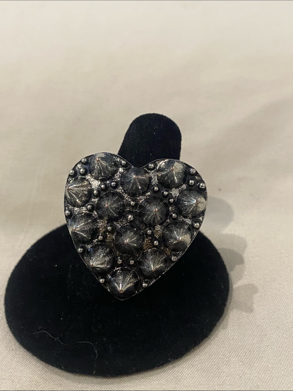 Heart Cluster Black Crystal Statement Ring - Women's Jewelry. One size